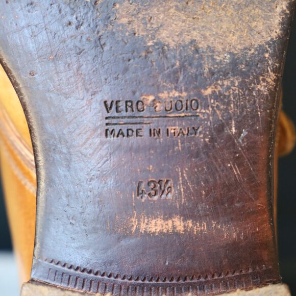 SALE - Franceschetti 10.5 - 11 Italian Tan Burnished Monk Strap Mens Dress Shoes - Picture 15 of 15